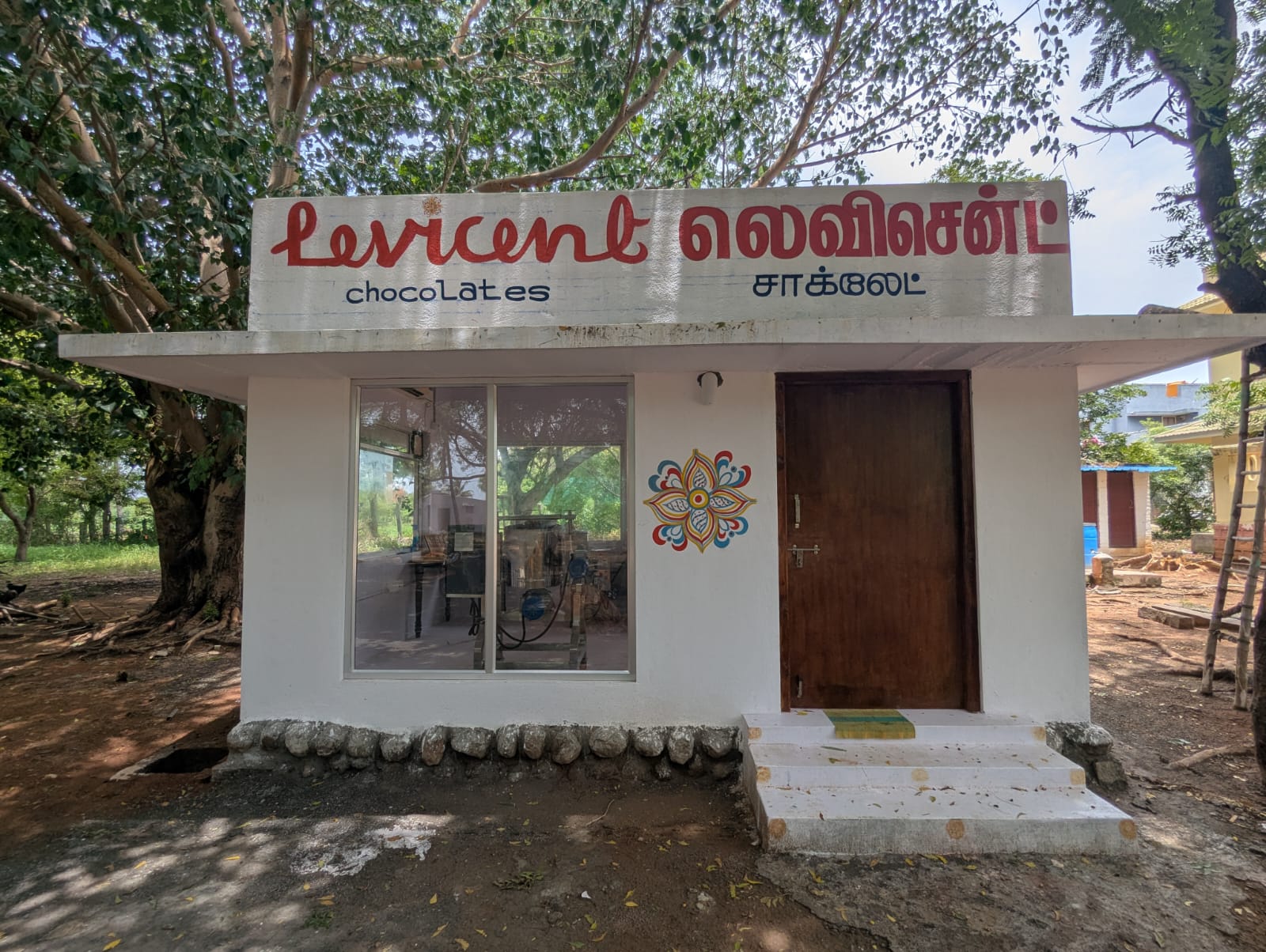 The Arunachala Cacao workshop building in Tiruvannamalai